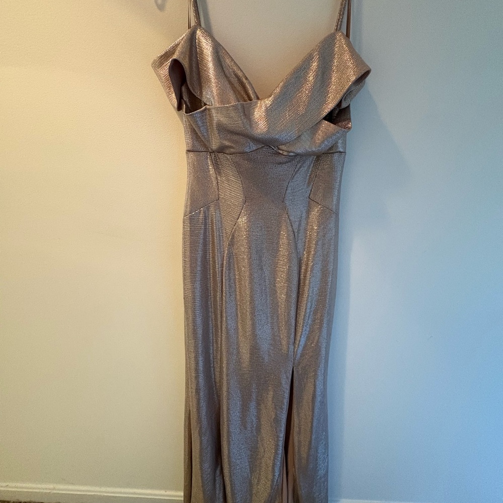 Night Way Collections off the Shoulder Metallic Dress